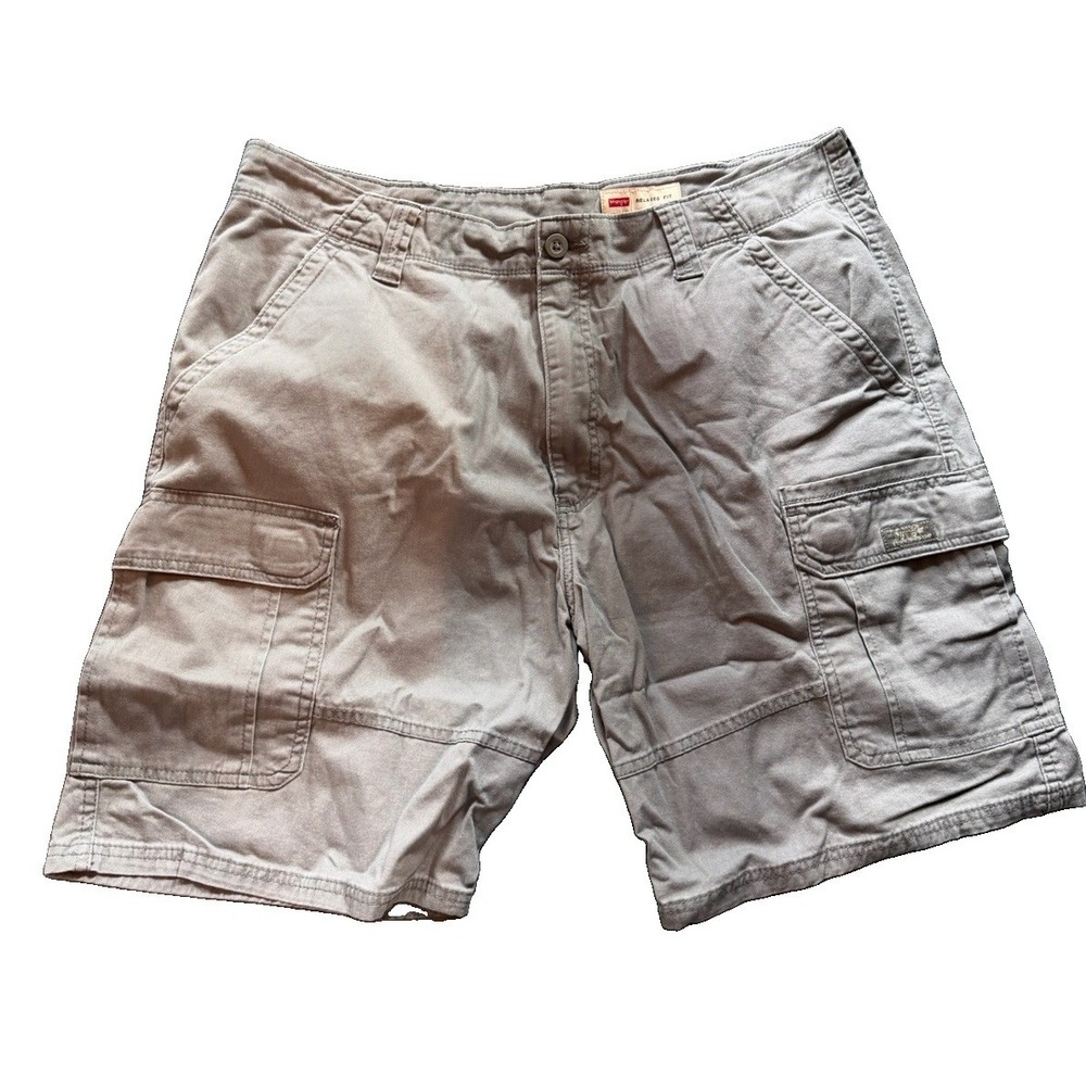 Wrangler Men's 38 Gray Stretch Cargo Shorts Relaxed Fit Tech Pocket 10 Inch